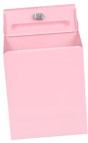 Veemoon Wall Mounted Mailbox with Lock Pink Metal Mail Box Multi-function Household Collection Box for Home and Garden Use