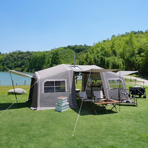 Luftzelt für 4–6 Personen mit Wohnbereich und separaten Schlafzimmern, geräumiges aufblasbares Tunnelzelt, einfach aufzubauen für Familiencamping, Festivals, Wochenendausflüge