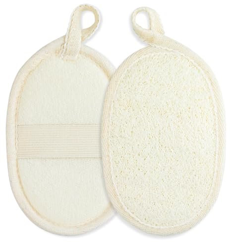 2 Pcs Exfoliating Loofah Sponge, Body Natural Loofah,Back Brush,Bath Sponges for Men & Women, Exfoliating Body Scrubber for Women and Men