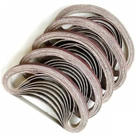 50 pezzi Nastro abrasivo Bande abrasive Levigatrice Lima Strumento 10x330mm/40 60 80 100 120 Grana Levigatrice a nastro Carta vetrata per/Lucidatura dei metalli, 10x330mm, 50 pezzi
