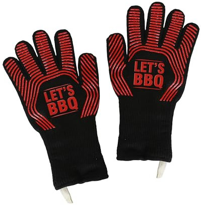 Fusion Food BBQ Gloves – Fire Resistant Multipurpose Oven Gloves with Fingers, Heat Resistant Up to 1472°F / 800°C, Long Wrist Non-Slip Silicone Grip Kitchen Mitts for Grilling, Baking & Cooking