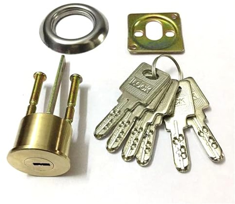 XYLRSMH Dörrlås universalt dörrlås, kopparlås, säkerhetsfälgcylinder dörrlås med 6 nycklar för ytterdörrlås, ersättning för koppar, rund låscylinder
