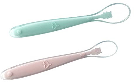 ADERFETBI Cucharas de Postre Cuchara de Silicona Cuchara Suave Cuchara de hogar Cuchara suplemento alimenticio Cuchara Dos Piezas Cucharillas Cafe