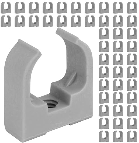Boltza® Clips de cable de sillín para conducto de 20 mm, color negro o gris, montaje de tornillo, paquete de 10 o 50 (50, gris)