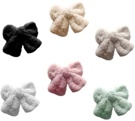 JOINPAYA 6 Stück-pack Plüsch Schleifen Haarspangen für Mädchen und Damen Warme Langlebige Haarclips im Niedlichen Schleifen Design für Täglichen Gebrauch