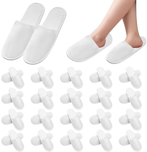 20 par vita gästtofflor, hotelltofflor, frottétofflor, frottétofflor, tofflor, tofflor, spa, tofflor, hotelltofflor, hotelltofflor, gästskor, universell storlek för resor, salong, hus