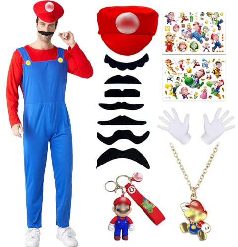 Mari Kostüm für Erwachsene, Kostüm mit Body, Mütze, Schlüsselanhänger und Handschuhen, Karneval, Halloween, Cosplay, Dekoration für Erwachsene, Kinder (Rot, M)
