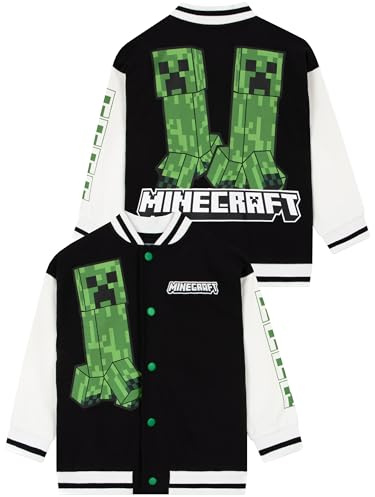 Minecraft Chaqueta Bomber, Chaqueta Niño De Creeper, Chaquetón Niño Estilo Bomber De Algodón, 10-11 Años