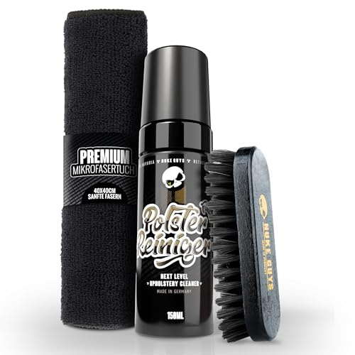 Nuke Guys Auto Polsterreiniger Set | 150ml Polsterschaum + weiche Textilbürste + Mikrofasertuch | Zur effizienten Reinigung von Autositzen Autoteppichen & Dachhimmel | Für Polster Textil Leder