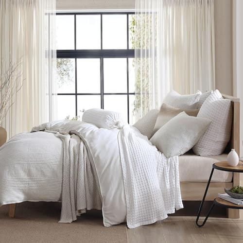 DKNY Pure Duvet Cover Set - King, Soft Jersey Knit Bedding - 3 Piece - Heathered Gray