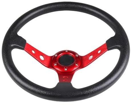 ZQINGQING Volanti Sportivi Volante da Corsa for Auto in Pelle da 14 Pollici 350 mm Sterzo Sportivo in Lega di Alluminio Volante Auto Sportivo(Red)