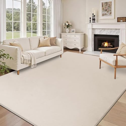 SHACOS Beige Rugs Living Room 140x200 cm Washable Rug Anti Slip Fluffy Area Rugs Non-Slip Bedroom Rug Soft Carpets for Living Room