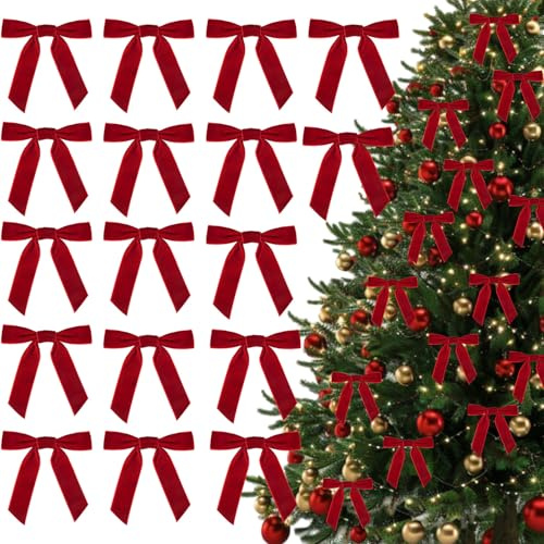 XIMISHOP 30 Stück Weihnachten Schleifen, Rote Schleifen Weihnachtsbaum 12x12cm Weihnachtsschleifen Weihnachtsdeko Zierschleifen Weihnachtsbogen Geschenkschleife für Weihnachtskranz&Baum&Tür Deko UVM