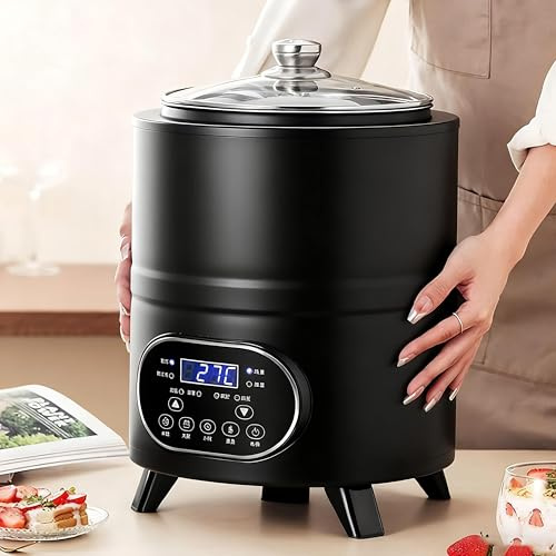 Giuggiolared Máquina para Yogur Natural y Saludable de 8L/12L, Yogurtera con Tapa Transparente y Control Digital para Elaborar Yogur Griega y Queso Fresco Fácilmente Black-12L