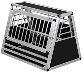 ALPUNA Transportbox N60 – Aluminium Hundebox 58×86×63 cm – Auto Hundebox mit Notausstieg, sicherer Hundetransport im Kofferraum mit Stoßstangenschutz