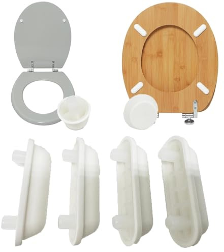 Set di 6 cuscinetti di ricambio per sedile WC, in plastica bianca, antiurto, universali, con cuscinetti e paracolpi durevoli per ridurre il rumore, antiscivolo, kit di ricambio per coperchio e