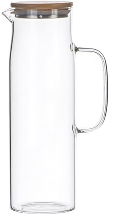 BESPORTBLE Jarra de Agua Fría de Vidrio Borosilicato Resistente al Calor 12 L Tapa de Bambú y Recubrimiento de Acero Jarra para Zumo y Té Botella Grande y Duradera para Bebidas Frías y