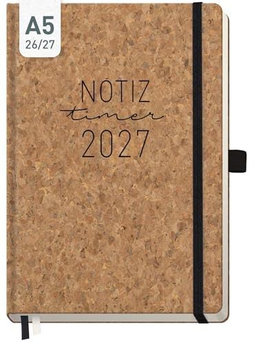 Häfft® Wochen-Notiz-Kalender 2026 2027 A5 Kork | 17 Monate Buchkalender mit Wochenplaner & großem Notizfeld von Aug. 26 - Dez. 27 Terminplaner Terminkalender Wochenkalender