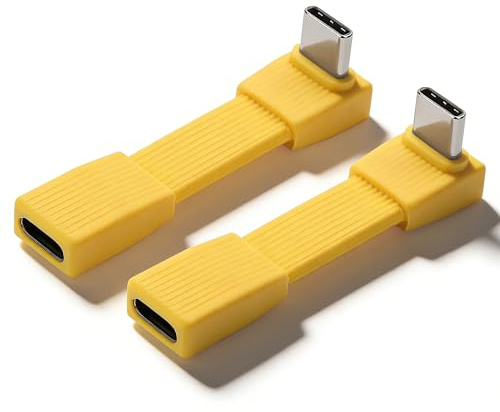 GINTOOYUN 2 cavi dati USB 4 completi da 2,05 pollici PD240 W Dual Type-C Single Bend verticale ultra corto cavo di ricarica rapida per telefoni cellulari, laptop, power banks ecc. (maschio a femmina)