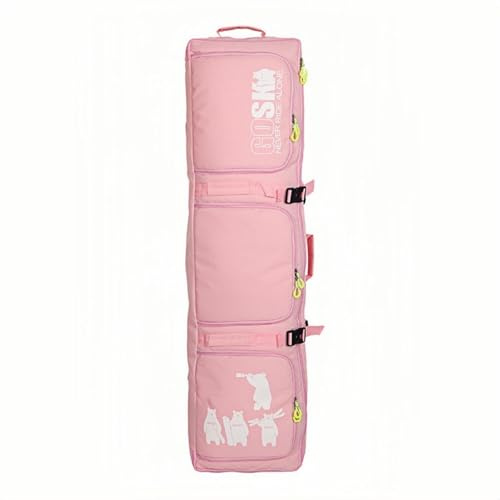 Heimvita Snowboardväska för barn med hjul, helt vadderad, 132 x 32 x 15 cm, snowboardväska vadderad skidväska för pjäxor, skidutrustning (rosa)