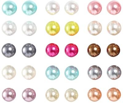 WINXMIN 15 Paar Perlenohrringe, Weiße Perlenohrstecker – Damen Ohrstecker, Perlen Damen, Perlenohrstecker mit Perlen, Ohrringe Set für Damen Mädchen (18 Farben)