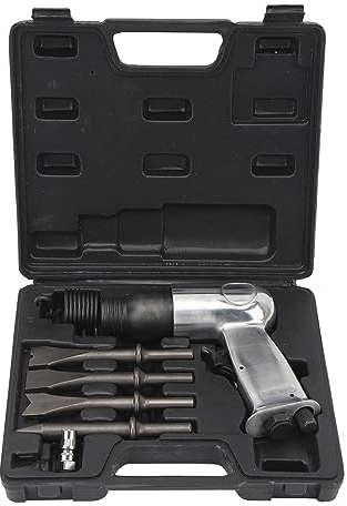 Ausla Kit Martello Pneumatico Scalpello Pneumatico in Lega 4500 Giri/min con 3 Scalpelli Impugnatura Antiscivolo per Riparazione Carrozzeria Auto Rimozione Ruggine Freni e Lavori sull'impianto di