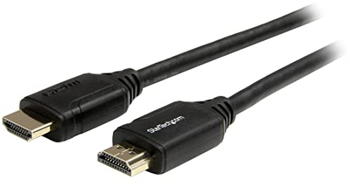 StarTech Cable HDMI 2.0 Certificado con Ethernet 3m 4K 60Hz HDR10 Negro | Conectores chapados en oro, Blindaje EMI de lámina Al-Mylar, Ideal para TV monitor y proyector, Retrocompatible con HDMI 1.4