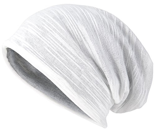 VECRY Herren Slouch Hollow Mütze Thin Sommer Cap Strickmützen Beanie Skullcap (Weiß)