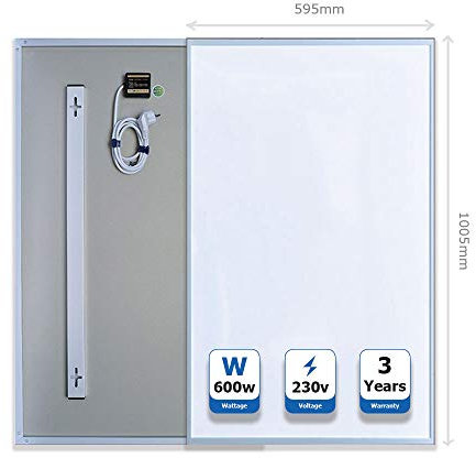 Electric Panel Heater Infrared 1005x595x22MM, 600 Watts with Far Infrared Panel Heater Carbon Crystal, Energy Saving Heater with Overheat Protection Device