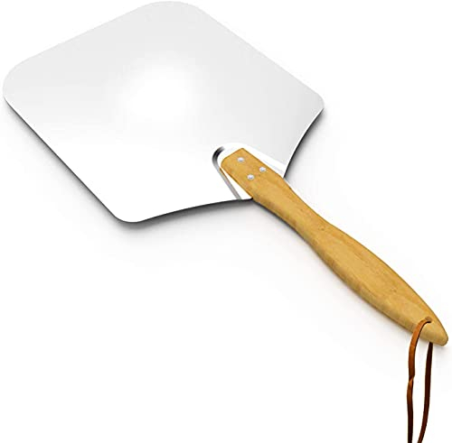 onlyfire Aluminum Pizza Peel Shovel, with Wooden Knock Down Handle, 12 x 14, for Any Outdoor Or Indoor Pizza Grill Oven