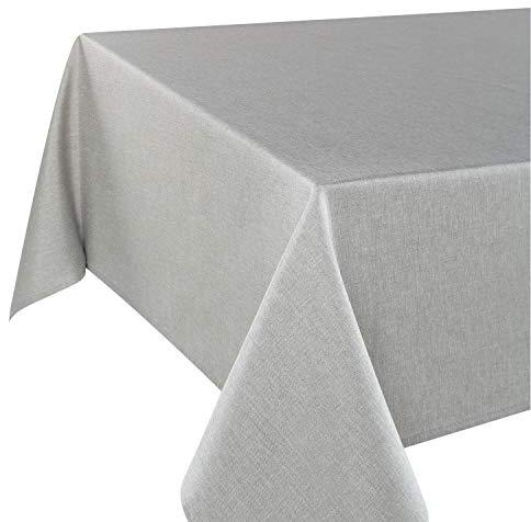 Tischdeckenshop24 Tischdecke VIENNE grau, wasserabweisend, schmutzabweisend, für das ganze Jahr, rechteckig 140x280 cm