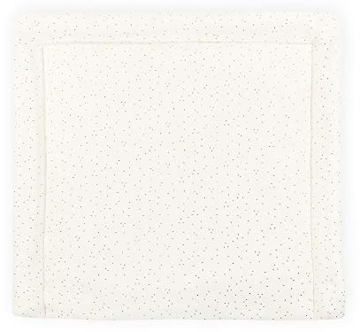 KraftKids Wickelauflage in Musselin goldene Punkte auf Weiß, Wickelunterlage 78x78 cm (BxT), Wickelkissen