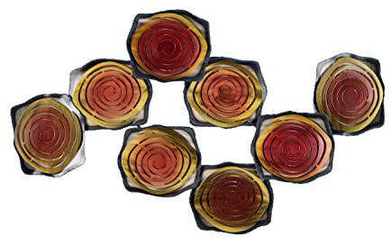 KunstLoft Wanddeko Metall | 100% HANDGEFERTIGT | 124x69x8cm | Wandbild Metall 'Lily Pads' | Abstrakte Skulpturen | Gelb Rot | Wandskulptur | Metalldeko Wand Wohnzimmer