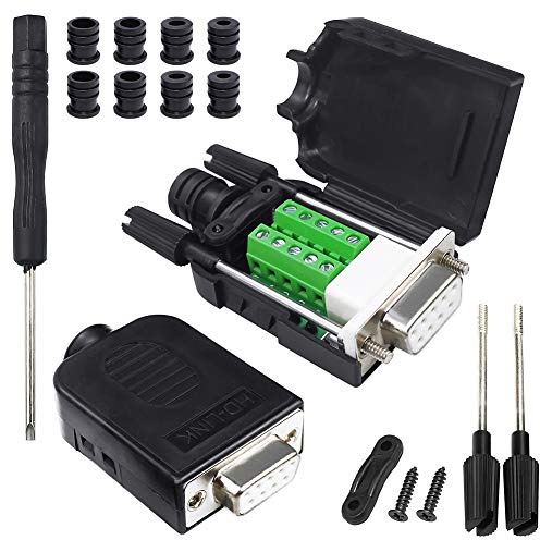 InduSKY 2 Stück DB9 Buchse Adapter Lötfreier Breakout Board Stecker RS232 Stecker D-SUB Seriell zu Klemmenblock Connector 9P-Adapter Weiblich mit Gehäuse
