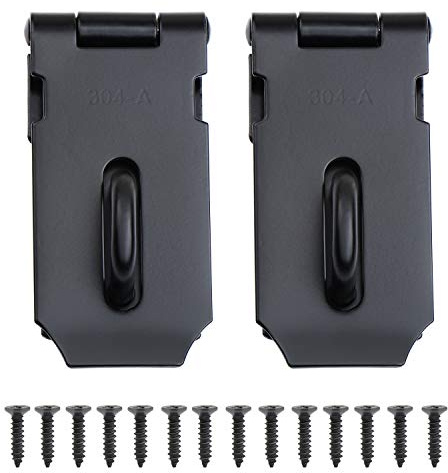 WiMas 3 Inch Heavy Duty Padlock Hasp, Safety Hasp Staple, Stainless Steel Brushed Finish Padlock Clasp, Door Bolt, 2 Pack (Black)
