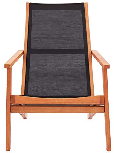 Festnight Garten-Loungestuhl Schwarz Eukalyptus Massivholz und Textilene Gartenstuhl Gartensessel Stuhl Holzstuhl Sessel Gartenmöbel Relaxsessel Relaxstuhl 64 x 92 x 83 cm