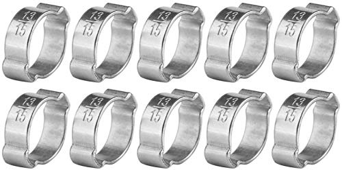 Schnecken Zahnrad Schlauchschellen, Akozon 10 Stück Verzinkte Edelstahl 2 Ohr Schlauchschelle 5-23 mm Schlauchklemmen für Benzin Bier Rohr Schlauch(13-15MM)
