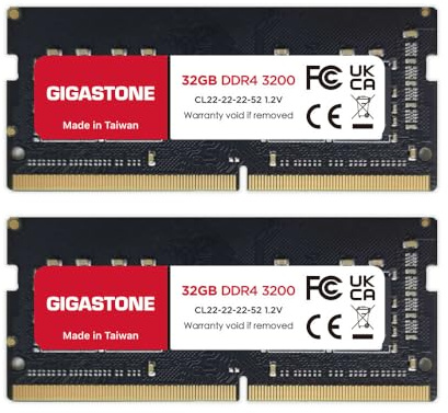 【DDR4 RAM Nur für Laptops】 GIGASTONE 64GB Kit (2x32GB) DDR4 3200MHz (2933MHz or 2666MHz) PC4-25600(PC4-23400, 21300) CL22 1.2V SODIMM 260Pin Nicht-ECC ungepuffert Notebook Laptop Speicher-Upgrade
