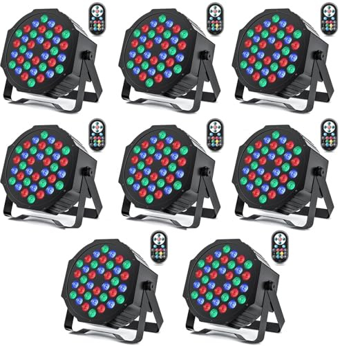 HOLDLAMP 8 Stücke 36 LED Par Scheinwerfer Bühnenlicht, RGB LED Par Strahler Party Lichter mit Fernbedienung DMX512 Discolicht für Bar DJ Show Disco Geburtstag Halloween Weihnachten