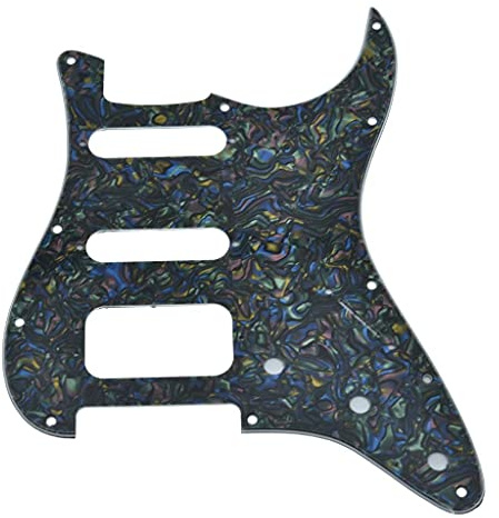 KAISH 11 Loch American Modern Strat Style HSS Schlagbrett mit 3-Schrauben-Rundwinkel-Humbucker-Befestigung für Stratocaster/Strat Abalone-Perle