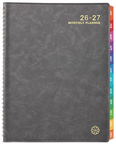 Monthly Planner 2026-2027 - 18-Monthly Planner 2026-2027 with Leather Soft Cover, July 2026 - December 2027, 9'' x 11'' with Coated Tabs