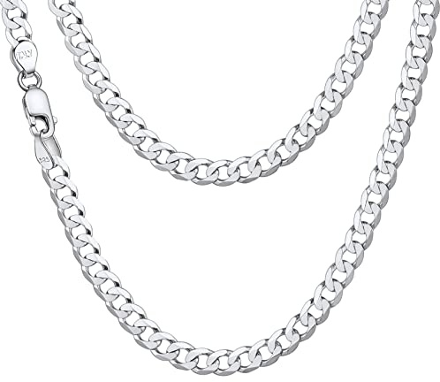 Bandmax 925 Silber Kette Herren Panzerkette 3/5mm breit Damen Kubanische Kette Silber 925 Panzer Halskette Gliederkette Silber Halsreif Halsschmuck mit Geschenkbox, Länge 36-71cm
