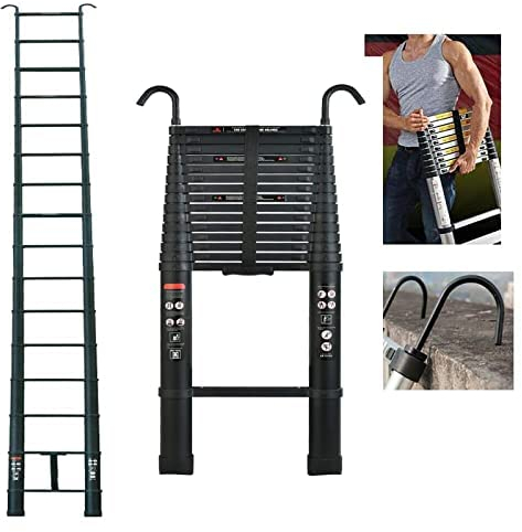 Scala Telescopica 3,8 m, Versatile Alluminio Scala Telescopica Portatile Pieghevole Scale Multifunzionale Pieghevole Scala 13 Gradi Scala Pieghevole Espandibile Pieghevole Scaletta (con gancio)