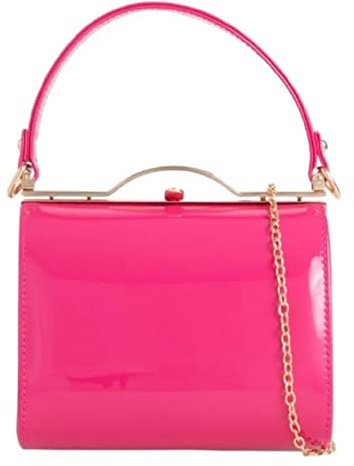 LeahWard Patent Clutch Bag, Women's Top Handle Clutch Bag, Chain Strap Cross Body Bag, Handbag Wedding Evening Bags 16688
