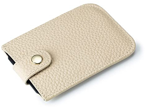 PORRASSO Leder Kreditkartenetui Kartenetui mit RFID Ausleseschutz-Funktion Schlanke Minimalistisches Portemonnaie für Herren Damen Beige