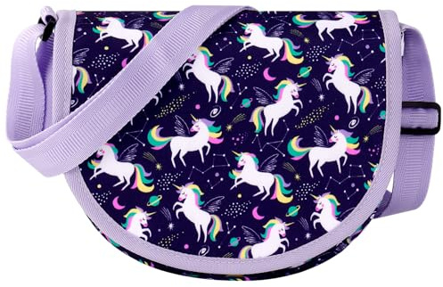 Choco Mocha Girls Purse age 4-6 6-8 8-10, Kids Purses for Girls Unicorn Crossbody Purse for Girl with Should Strap Girl Pocketbook for Kid, Purple
