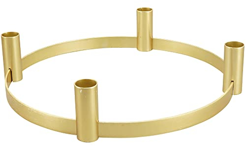 matches21 Kerzenhalter 4 Stabkerzen Dekokranz Adventskranz Kerzenständer Kranz Metall gold 1 Stk Ø 30x6,5 cm