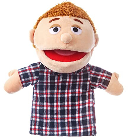 1 Pcs Family Hand Puppets 12 Inch Grandparents, Mom & Dad, Brother & Sister Plush Hand Puppet Toys Role-Play Toy Puppets for Kids Storytelling Imaginative Pretend Play Teaching Preschool(Dad)