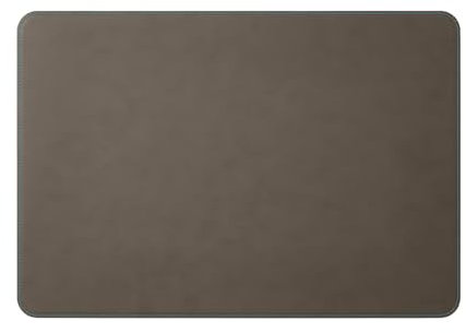 Eglooh - Herms Deluxe - Schreibtischunterlage aus Leder Taupe Grau cm 90x60 - Blau Kontrast Nähten und abgerundeten Kanten - Made in Italy