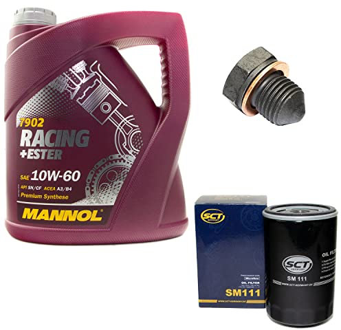 Motoröl Set Racing+Ester 10W-60 4 Liter + Ölfilter SM111 + Ölablassschraube 12281